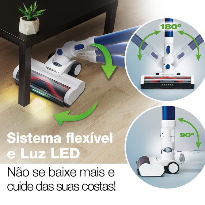 Aspirador Inteligente SENSOR PRO: MOTOR CICLÓNICO + ESCOVA ANTIOBSTRUÇÕES
